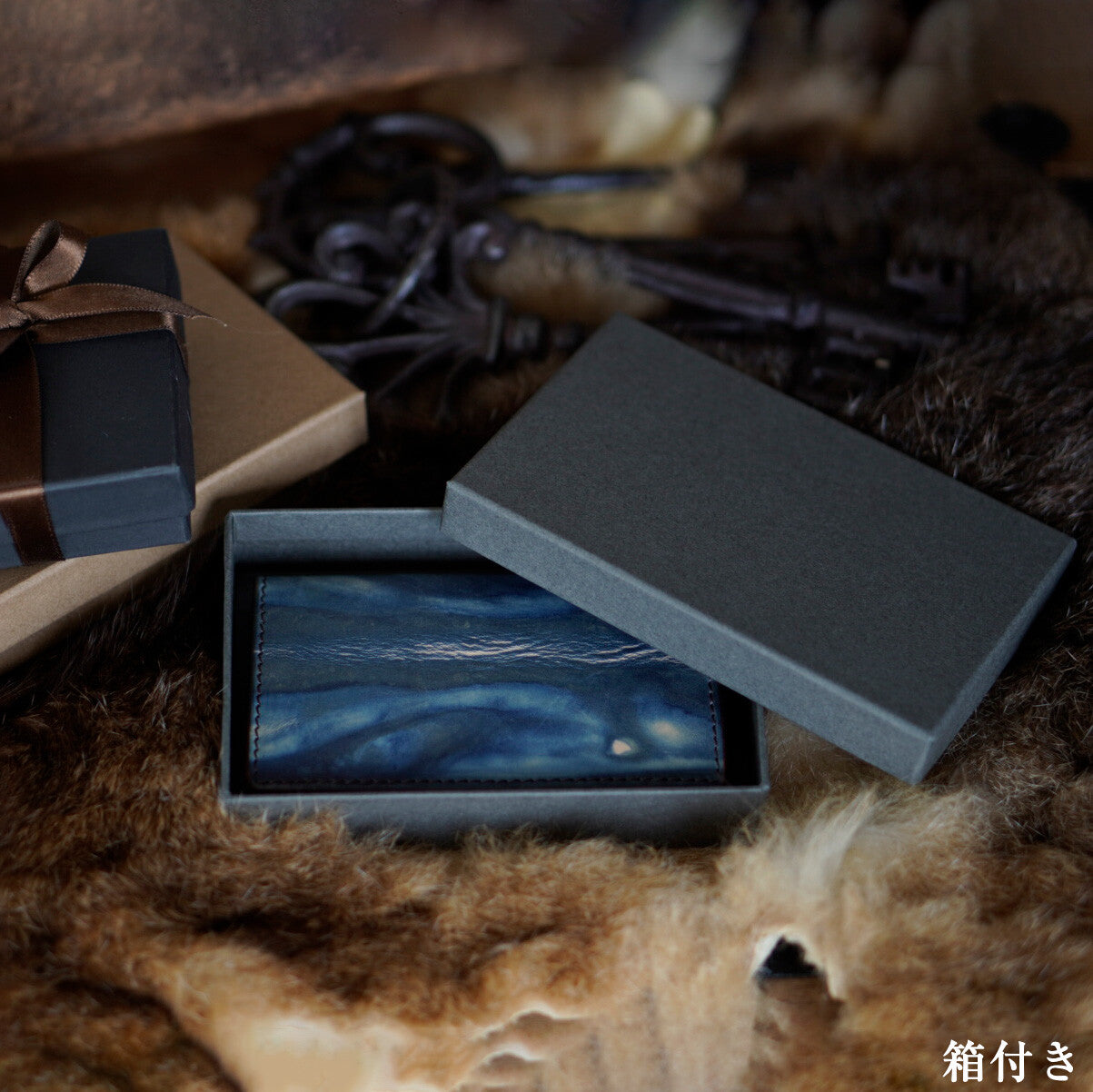 福山レザー【藍染】メガネケース「コンクル」本革【日本製】