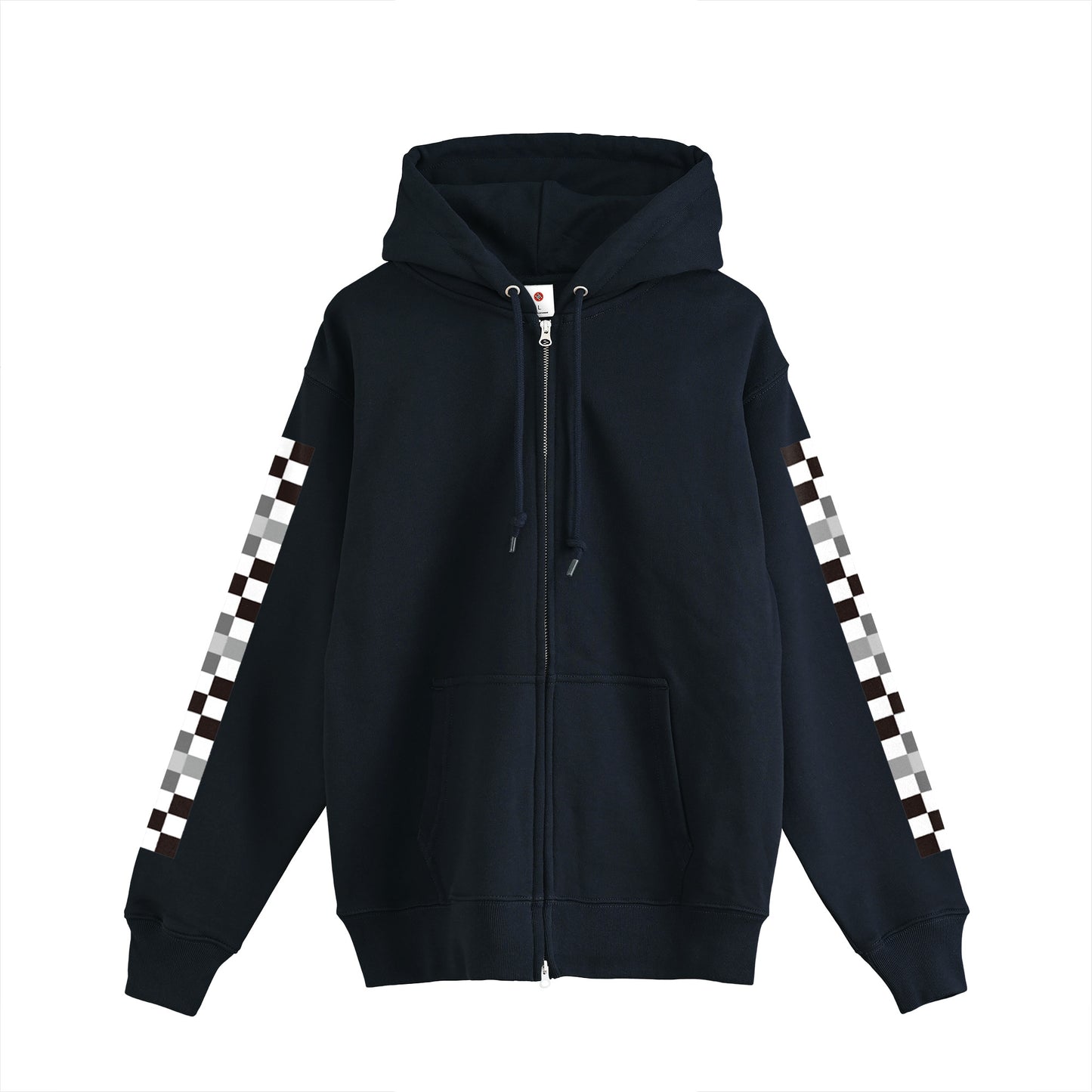 “火焰之翼和单色方格旗”W 拉链连帽衫