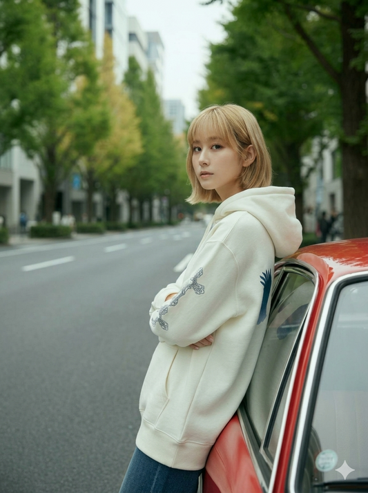 「蒼き炎の翼とキッチュなロザリオ紋様」Wジップフーディ