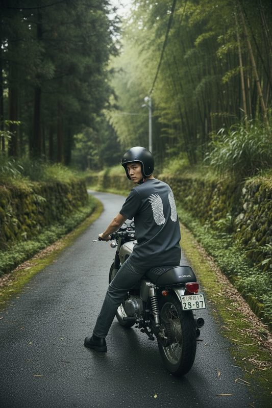 「路上の光を撥ねる鷹の羽」Tシャツ