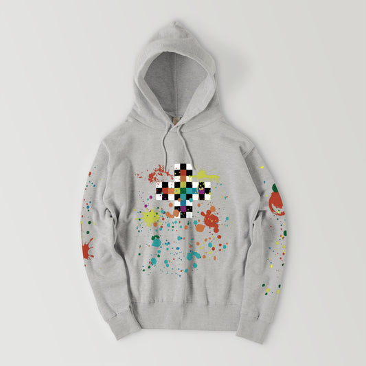 「虹の飛沫、翼、チェッカーフラッグの十字路」フーディ、パーカー