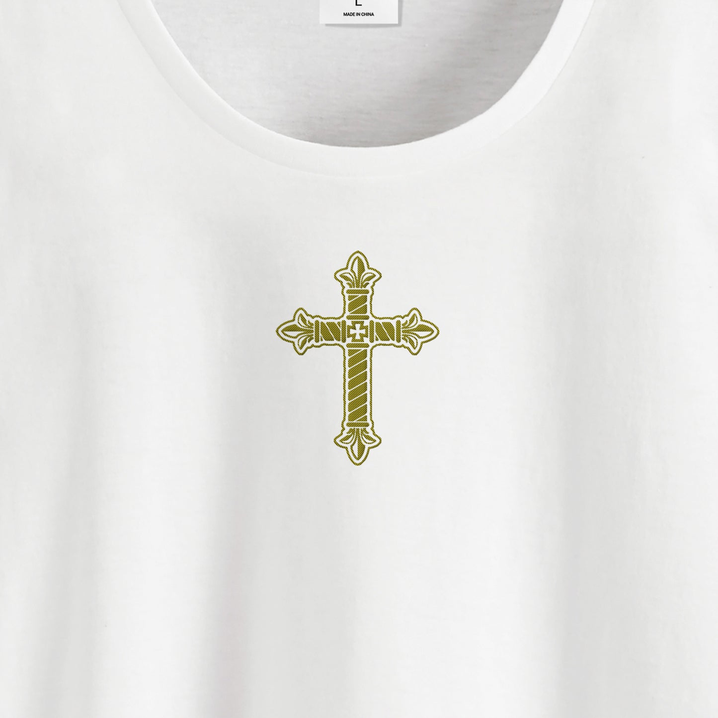 Royal cross embroidery U-neck T