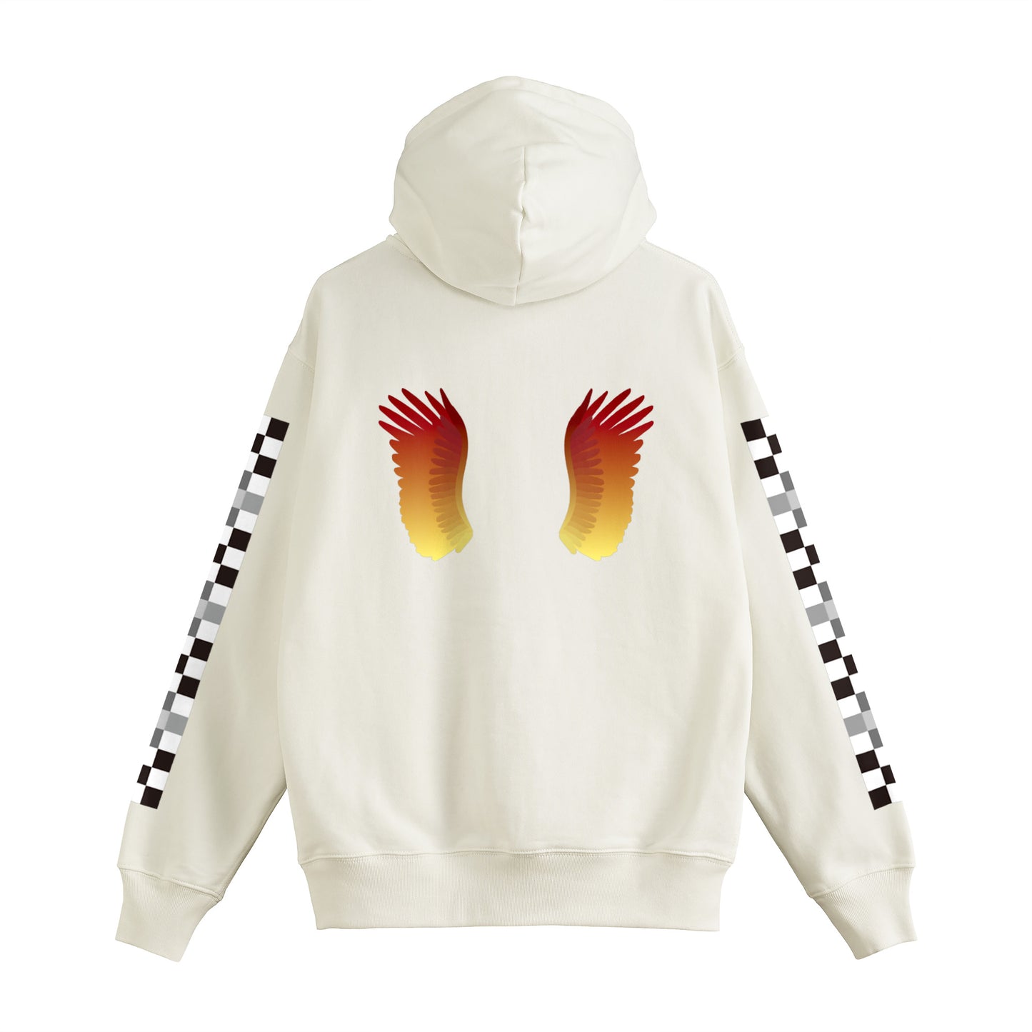"Flame Wings and Monochrome Checkered Flag" W Zip Hoodie 