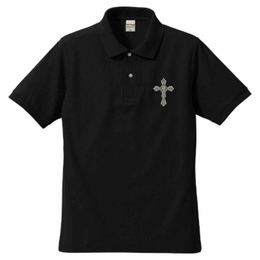 ゴシックハート+シルバー銀糸刺繍ポロ