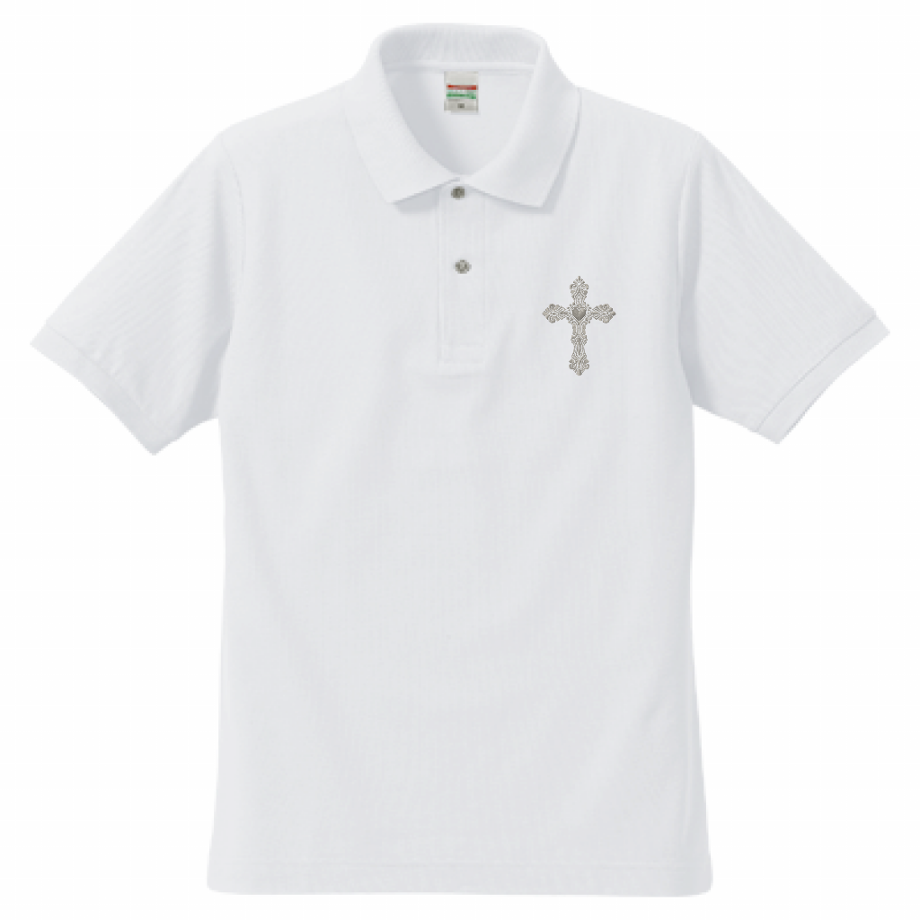 ゴシックハート+シルバー銀糸刺繍ポロ