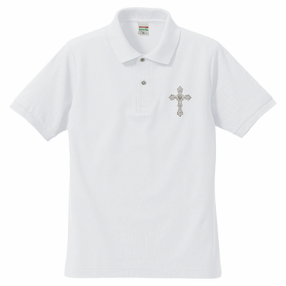 ゴシックハート+シルバー銀糸刺繍ポロ