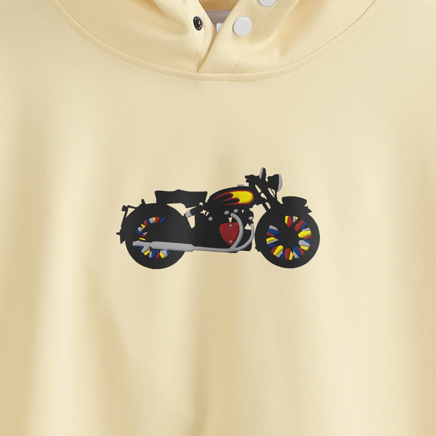 ヴィンテージバイク・ミッドサイズ刺繍 / スナップド・フーディ