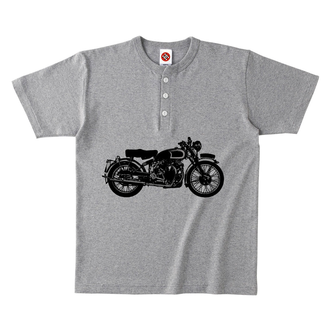 「ヴィンテージ・バイクが鈍い光を浮かべる時」ヘンリーネックTシャツ