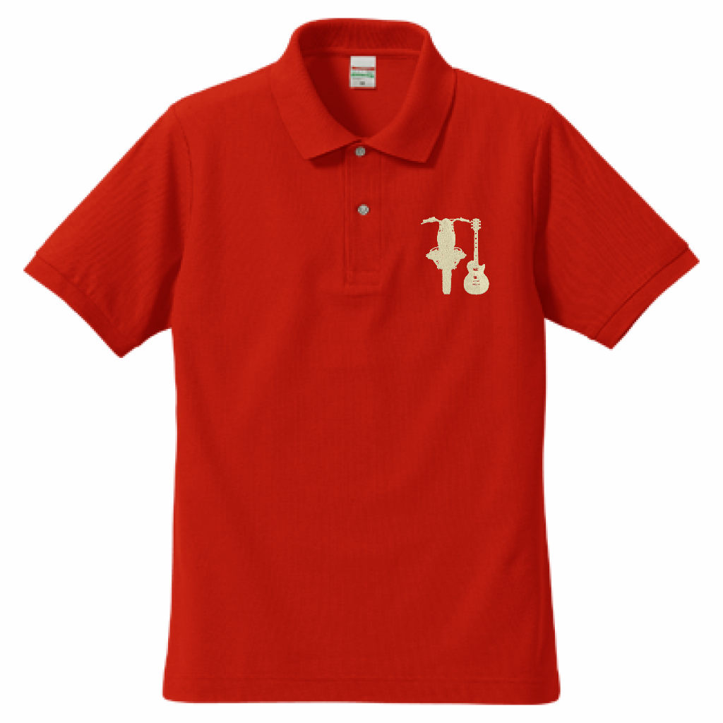 「バイクとギター」刺繍ポロ