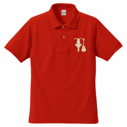 「バイクとギター」刺繍ポロ