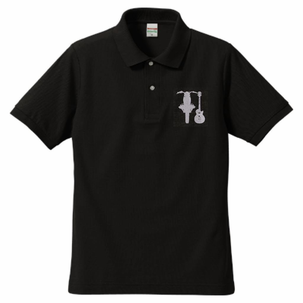 「バイクとギター」刺繍ポロ