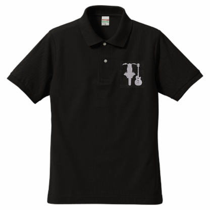 「バイクとギター」刺繍ポロ