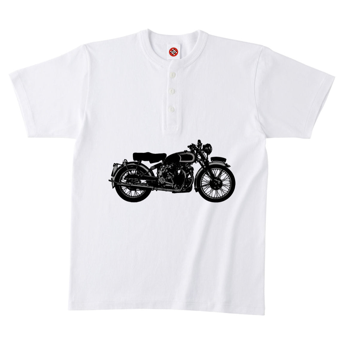 「ヴィンテージ・バイクが鈍い光を浮かべる時」ヘンリーネックTシャツ