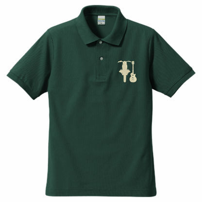 「バイクとギター」刺繍ポロ