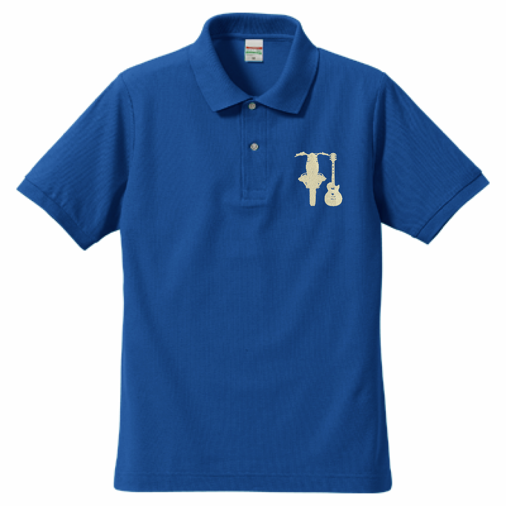 「バイクとギター」刺繍ポロ