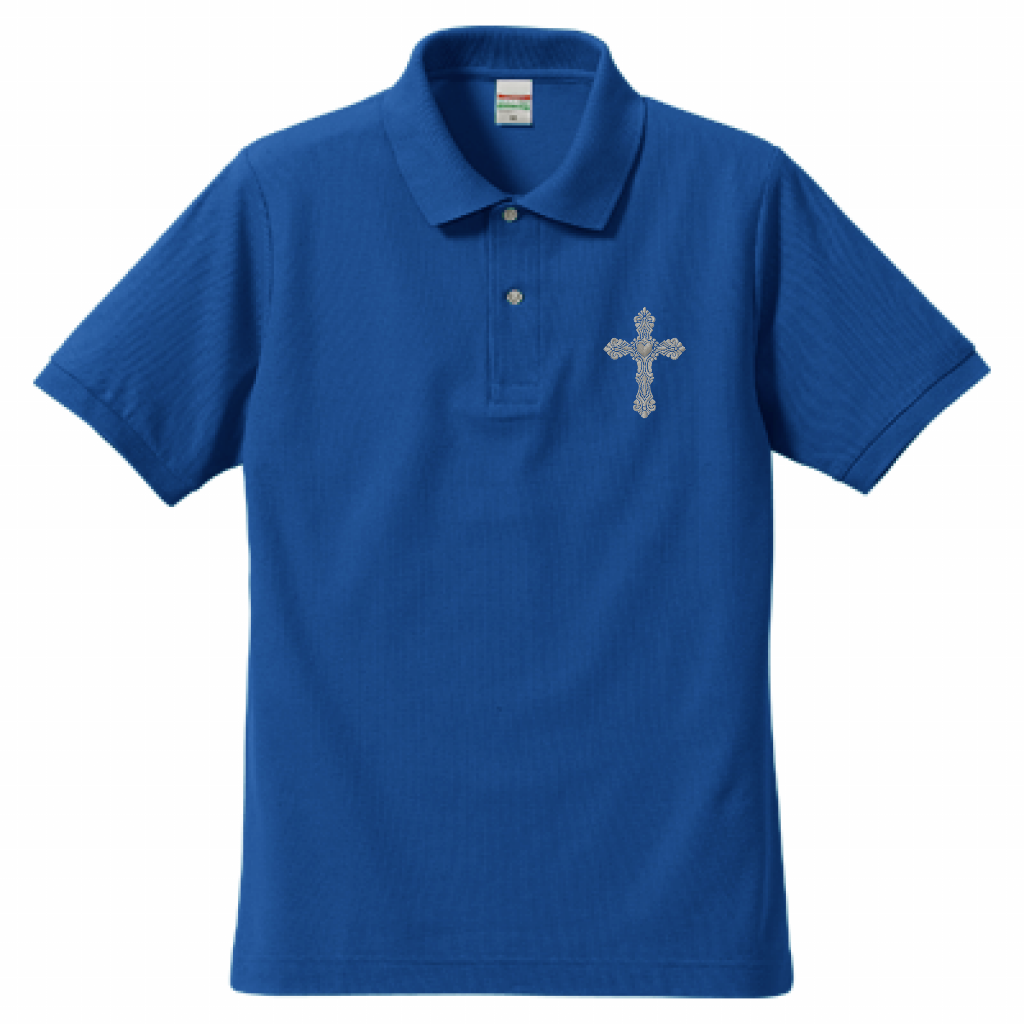 ゴシックハート+シルバー銀糸刺繍ポロ