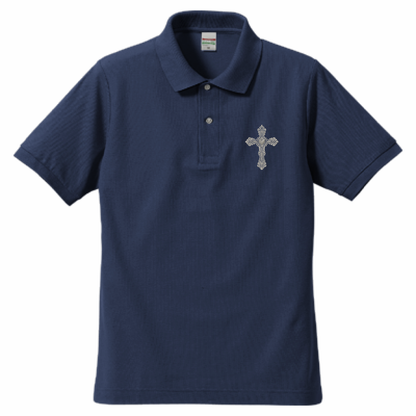 ゴシックハート+シルバー銀糸刺繍ポロ