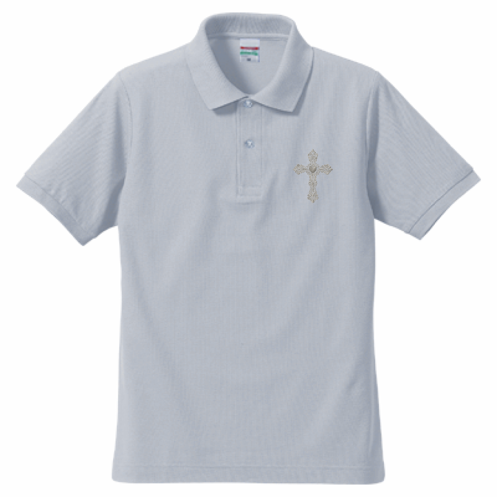 ゴシックハート+シルバー銀糸刺繍ポロ