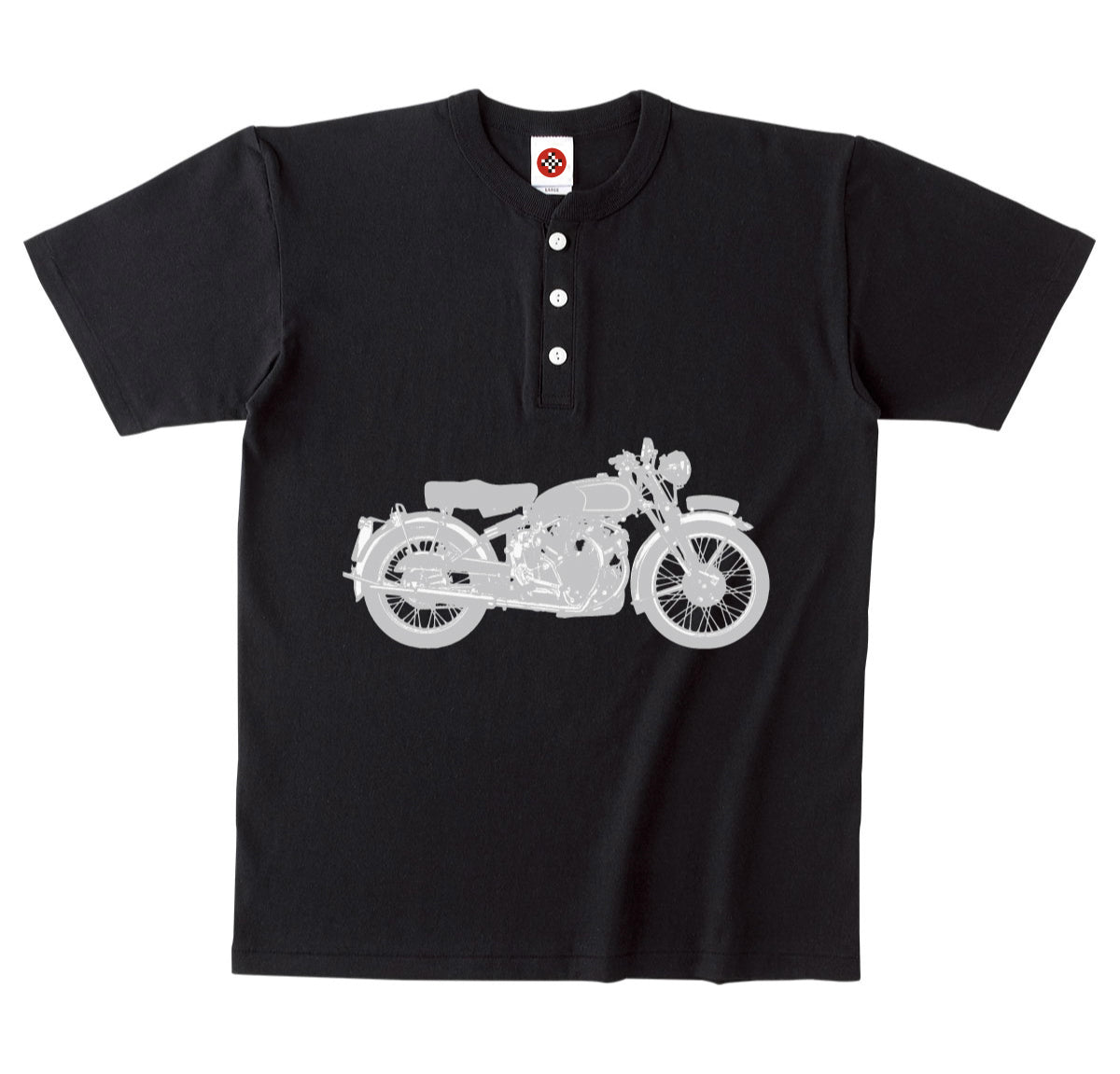 「ヴィンテージ・バイクが鈍い光を浮かべる時」ヘンリーネックTシャツ