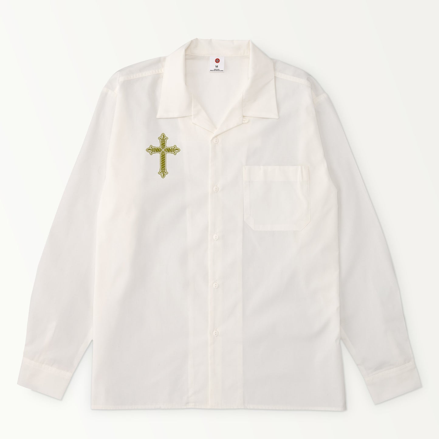 Royal cross embroidery open collar shirt
