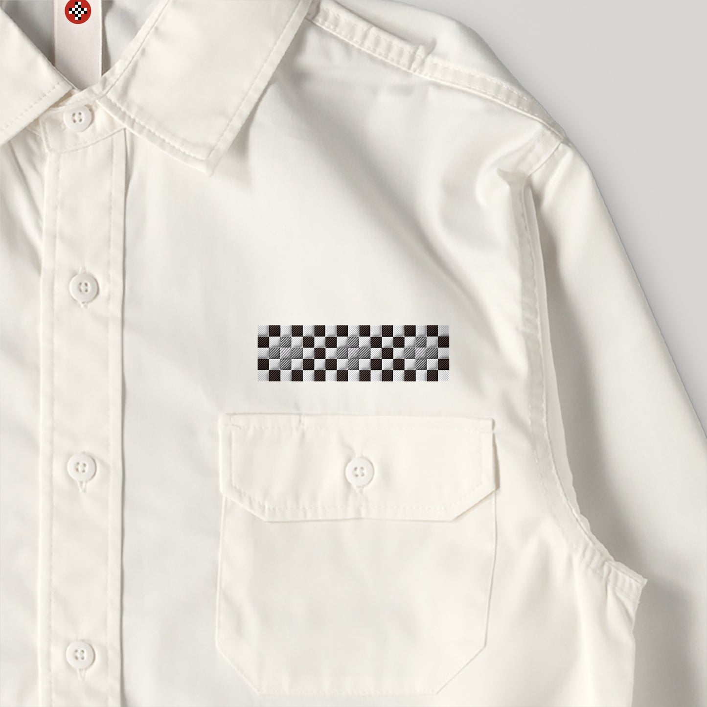 グラデーションチェッカーフラッグ刺繍ワークシャツ