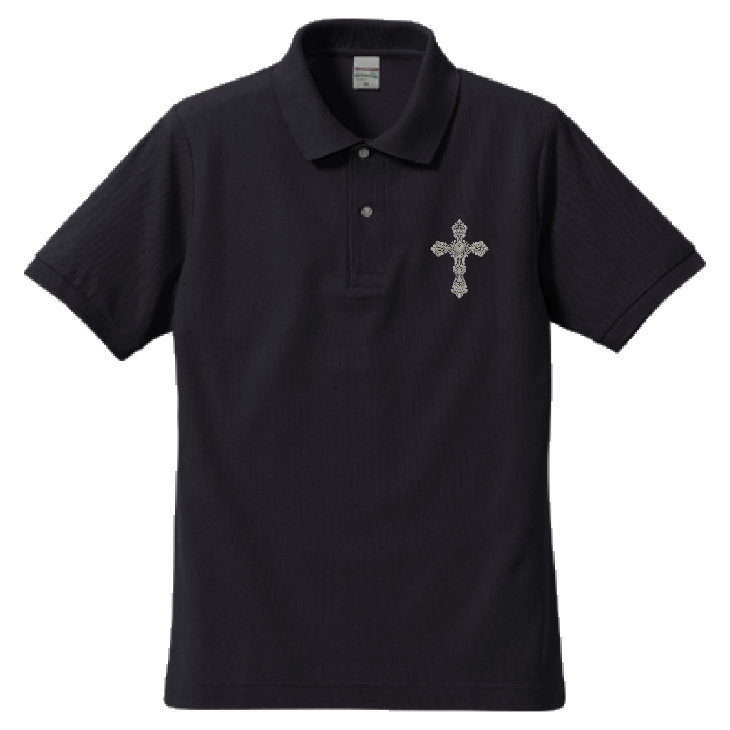 ゴシックハート+シルバー銀糸刺繍ポロ