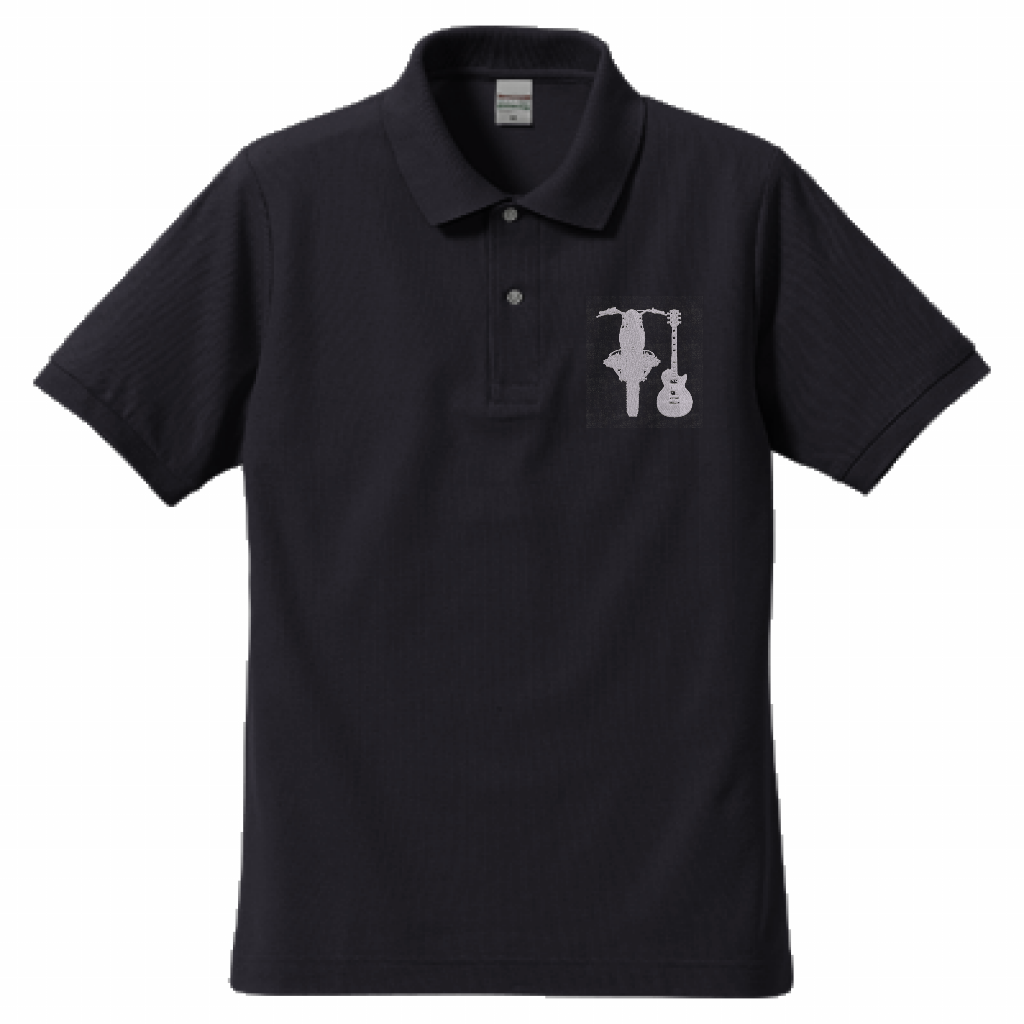 「バイクとギター」刺繍ポロ
