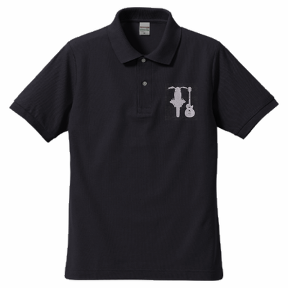 「バイクとギター」刺繍ポロ