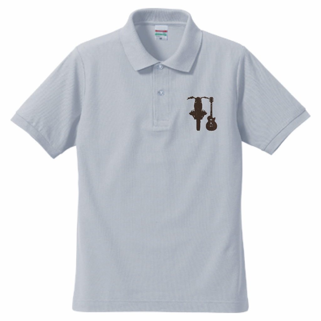 「バイクとギター」刺繍ポロ