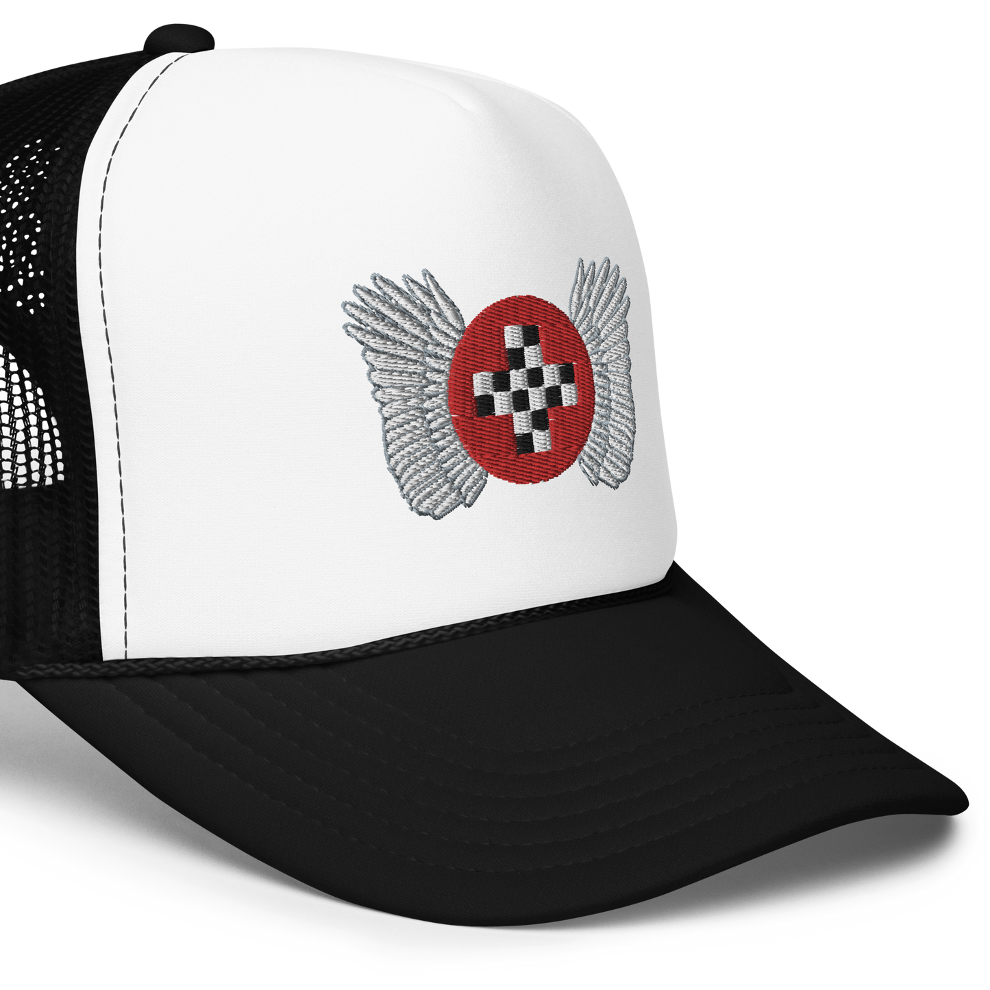 Cross checker + wing embroidery mesh cap 3