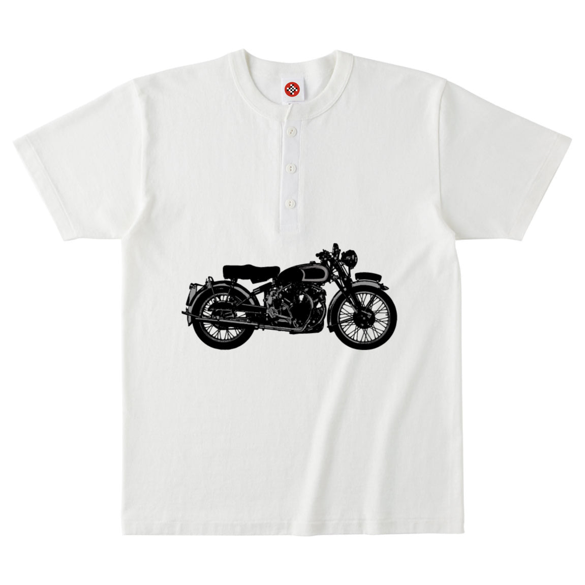 「ヴィンテージ・バイクが鈍い光を浮かべる時」ヘンリーネックTシャツ