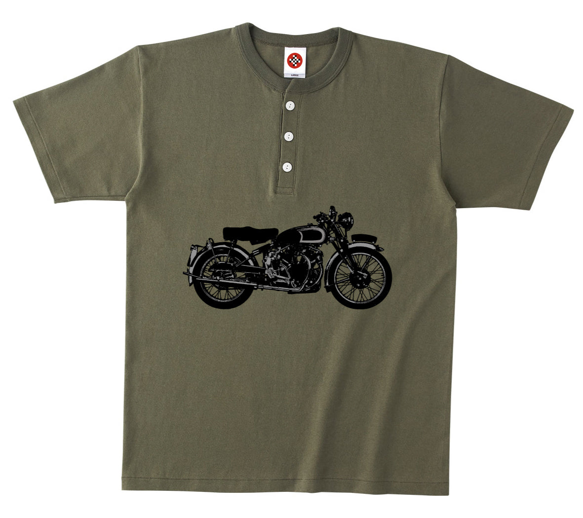 「ヴィンテージ・バイクが鈍い光を浮かべる時」ヘンリーネックTシャツ