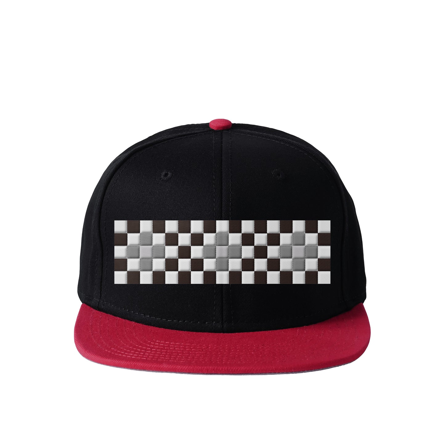 Gradient checker embroidery baseball cap 