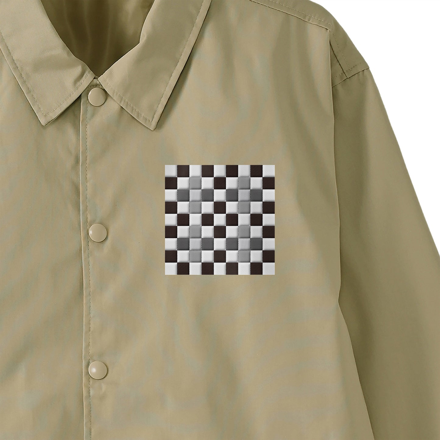 Gradient checker embroidery coach jacket 
