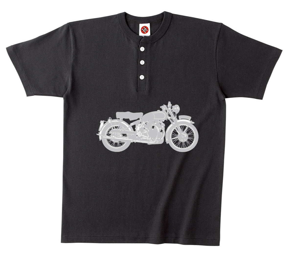 「ヴィンテージ・バイクが鈍い光を浮かべる時」ヘンリーネックTシャツ