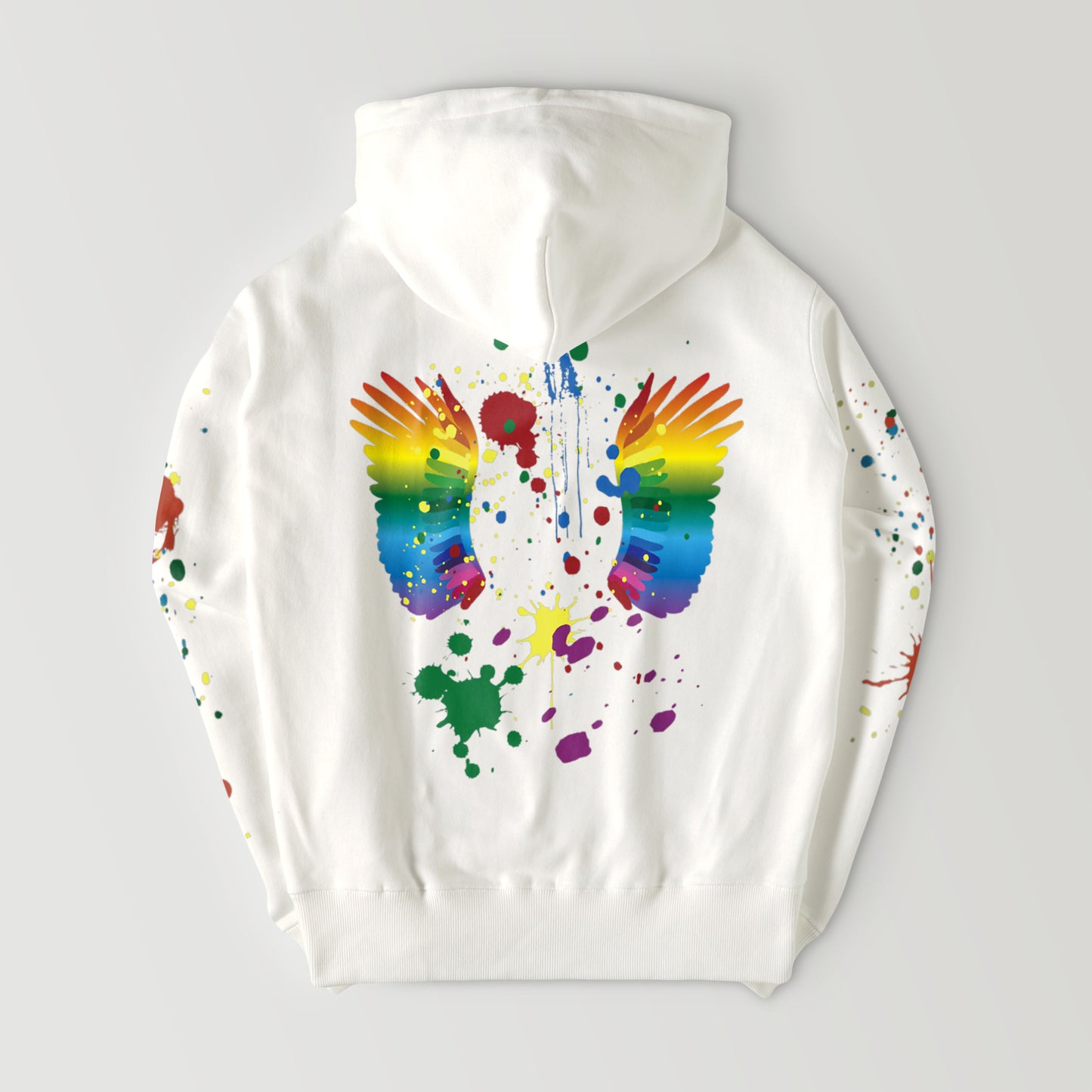 "Rainbow splashes, wings, crossroads of checkered flag" hoodie, hoodie 