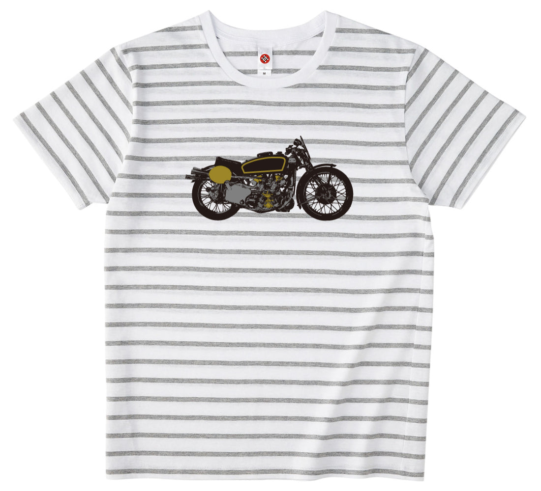 「金と銀に煌めくカフェレーサー」ボーダー Tシャツ