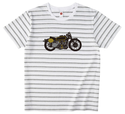 「金と銀に煌めくカフェレーサー」ボーダー Tシャツ