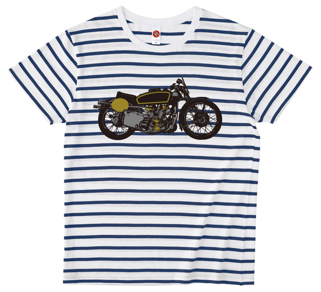 「金と銀に煌めくカフェレーサー」ボーダー Tシャツ