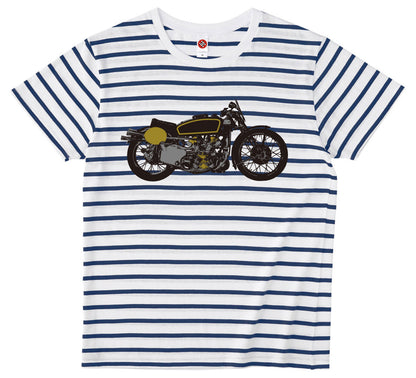 「金と銀に煌めくカフェレーサー」ボーダー Tシャツ