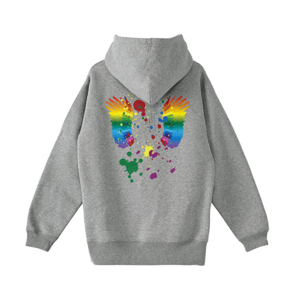 "Rainbow Splash, Wings, Checkered Flag Crossroads" Hoodie, Parka 3 