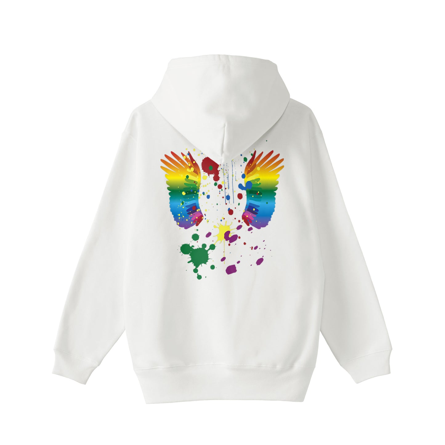 "Rainbow Splash, Wings, Checkered Flag Crossroads" Hoodie, Parka 3 