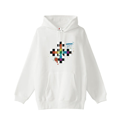 "Rainbow Splash, Wings, Checkered Flag Crossroads" Hoodie, Parka 3 