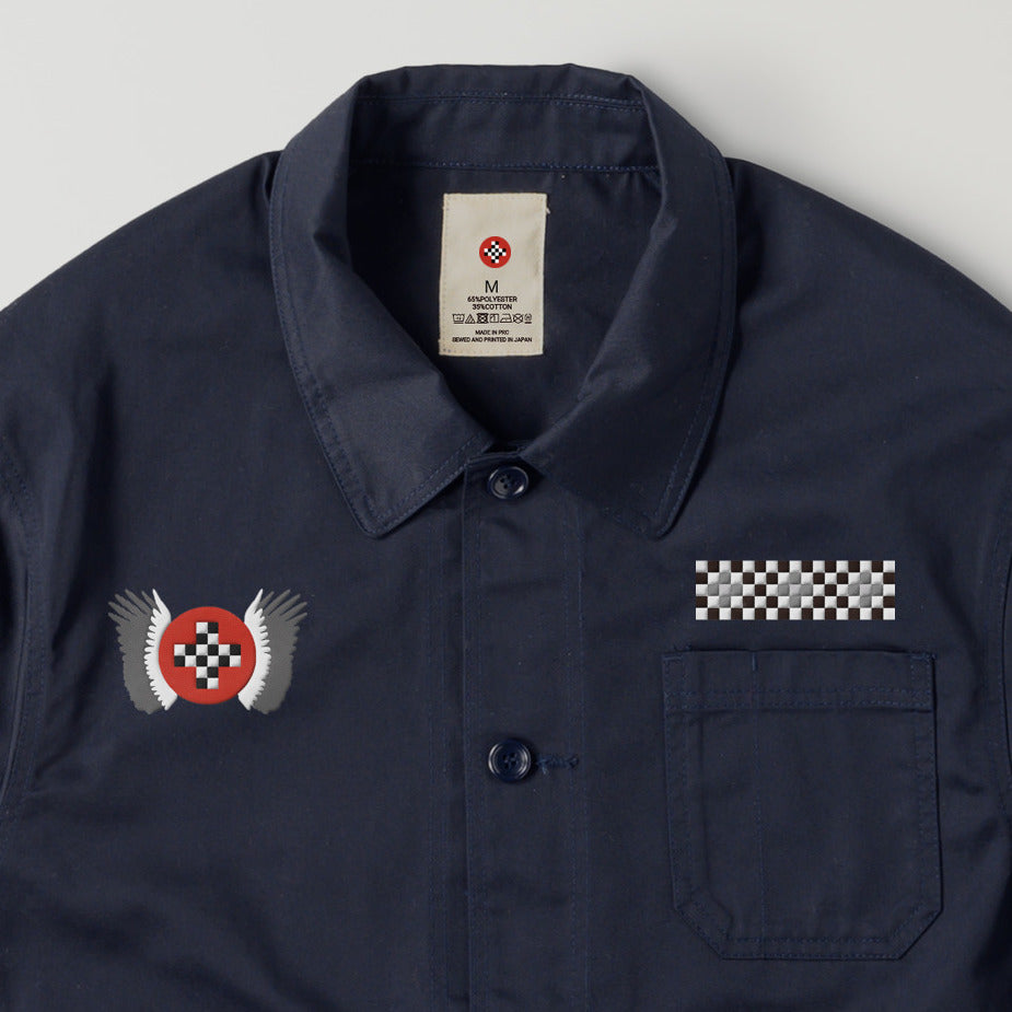 Crosswing checkered embroidery coverall